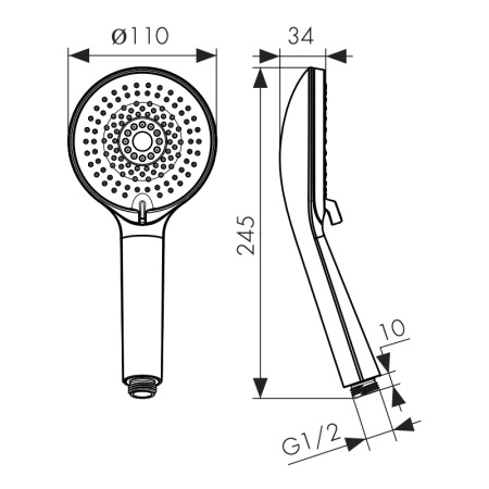 SH-045 Душевая лейка KAISER массажная, 4-х режимная